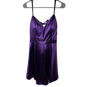 City vibe Purple Satin Homecoming Dress Some A-Line Flaws Noted On Photos Sz 16